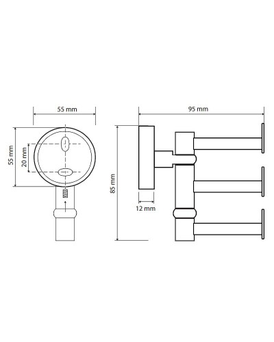 Тройной крючок Bemeta Omega 104106072 поворотный Хром