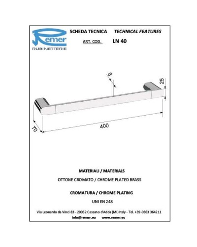 Полотенцедержатель 40 см Remer Lounge LN40NO