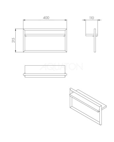 Полотенцедержатель с полочкой 40 см дуб орегон Акватон Лофт Урбан 1A255403LQX50