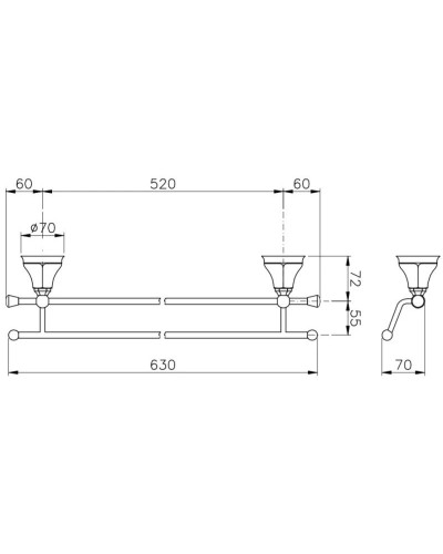 Полотенцедержатель 63 см Nicolazzi Teide Chic 1498CR15C