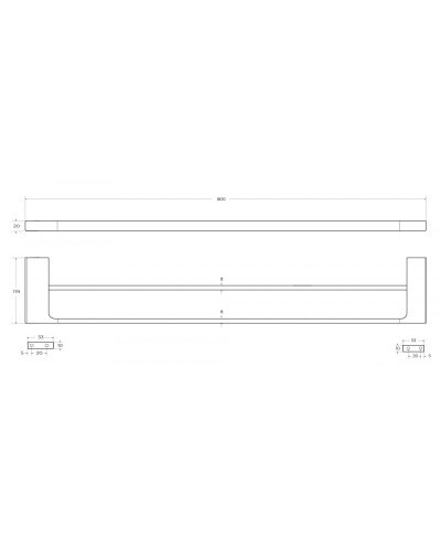 Полотенцедержатель двойной 80 см CEZARES SLIDER-THD-80-01