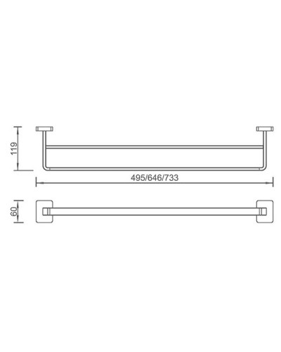 Полотенцедержатель 73,3 см AltroBagno Quadro AltroBagnoQuadro081405Cr