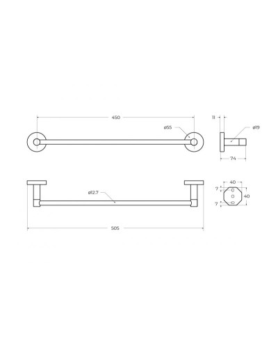 Полотенцедержатель 50,5 см CEZARES RELAX-TH-50-BORO