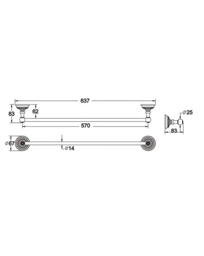 Полотенцедержатель 63,7 см Rose RG1417Q