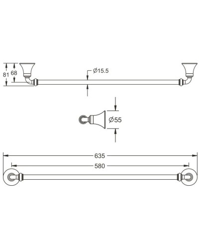 Полотенцедержатель 63,5 см Rose RG1217