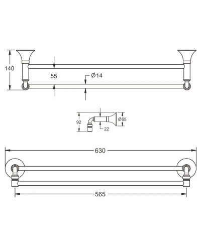Полотенцедержатель 63 см Rose RG1227