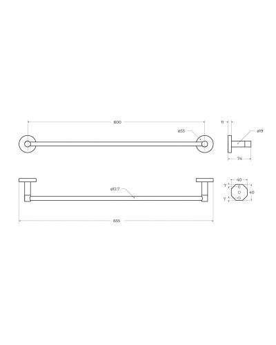 Полотенцедержатель 65,5 см CEZARES RELAX-TH-65-BORO