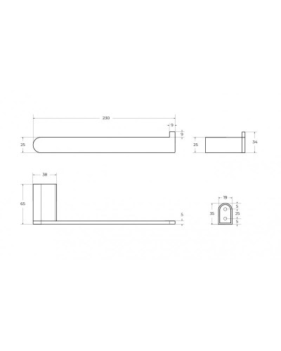 Полотенцедержатель 23 см CEZARES STYLUS-TH02-01