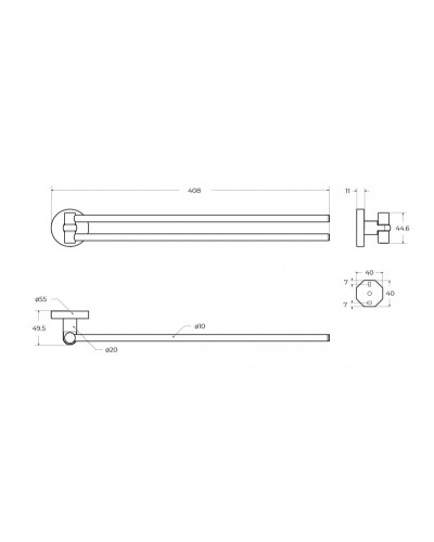 Полотенцедержатель двойной поворотный CEZARES RELAX-THD-S-01