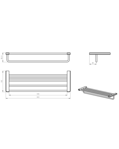 Полотенцедержатель с полкой WONZON & WOGHAND, Черный матовый (WW-V3902-MB)