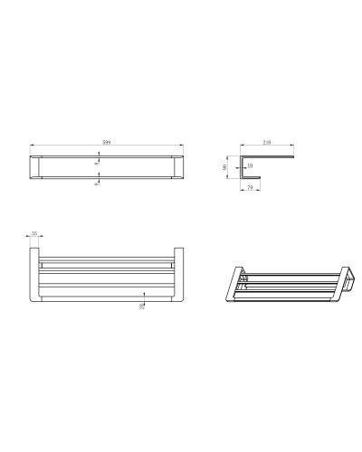 Полотенцедержатель с полкой WONZON & WOGHAND, Хром (WW-V2901-CR)