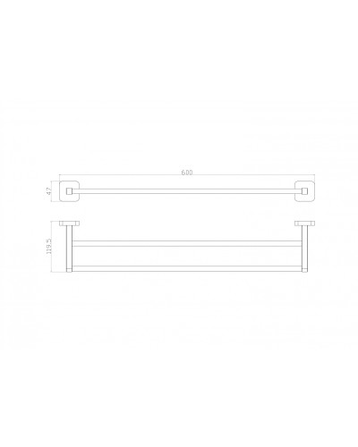 Полотенцедержатель двойной WONZON & WOGHAND, Хром (WW-6611)