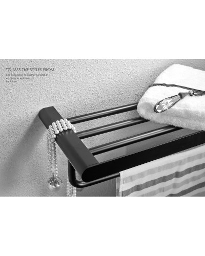 Полотенцедержатель с полкой WONZON & WOGHAND, Черный (WW-7781)