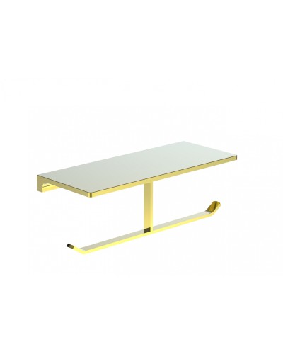 Двойной держатель для туалетной бумаги с полкой WONZON & WOGHAND, Глянцевое золото (WW-9156-LG)