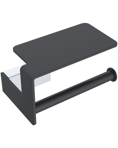 Держатель туалетной бумаги Boheme Q 10941-CR-B с полочкой Черный Хром
