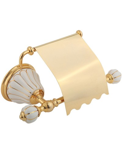 Держатель туалетной бумаги Migliore Olivia 17512 с крышкой Золото Белый