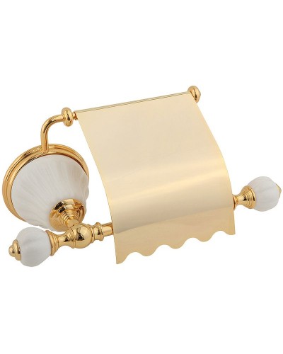 Держатель туалетной бумаги Migliore Olivia 17450 с крышкой Золото Белый
