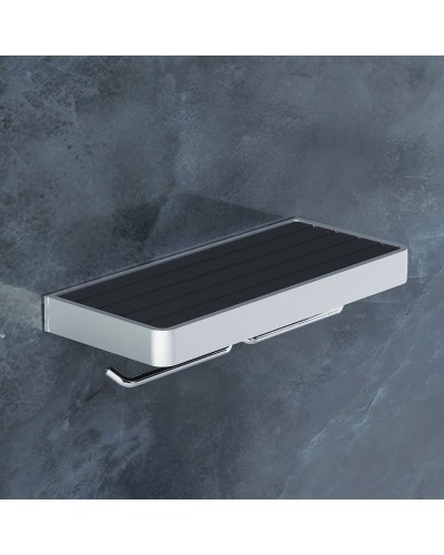 Держатель туалетной бумаги Damixa Jupiter DA77341900 двойной с полкой Черный Хром