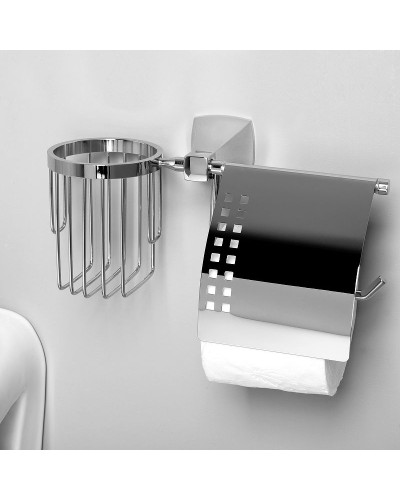 Держатель туалетной бумаги и освежителя воздуха WasserKRAFT Wern K-2559 с крышкой Хром