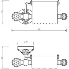 Держатель туалетной бумаги Migliore Cristalia 16763 с крышкой Бронза с кристаллами Swarovski