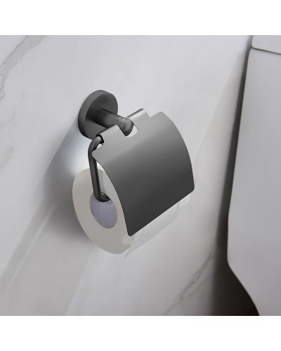 Держатель туалетной бумаги Timo Saona 13042/18 с крышкой Черное золото