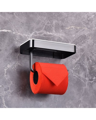 Держатель туалетной бумаги Abber Westen AA1730B с полкой Черный матовый