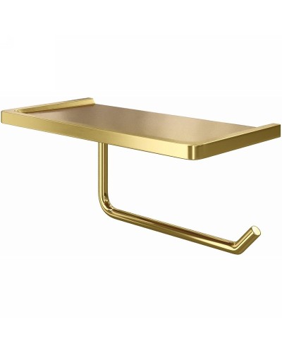 Держатель туалетной бумаги WasserKRAFT K-1625 с полкой Золото матовое