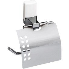 Держатель туалетной бумаги WasserKRAFT Leine K-5025W с крышкой Хром Белый