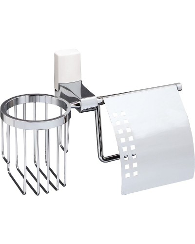 Держатель туалетной бумаги и освежителя воздуха WasserKRAFT Leine K-5059W с крышкой Хром Белый