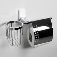 Держатель туалетной бумаги и освежителя воздуха WasserKRAFT Leine K-5059W с крышкой Хром Белый