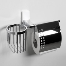 Держатель туалетной бумаги и освежителя воздуха WasserKRAFT Leine K-5059W с крышкой Хром Белый