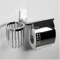 Держатель туалетной бумаги и освежителя воздуха WasserKRAFT Leine K-5059W с крышкой Хром Белый