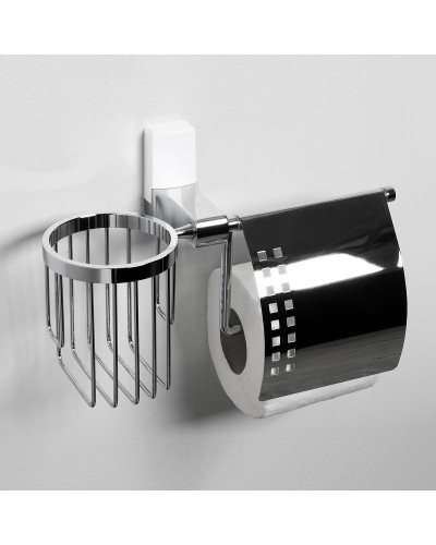 Держатель туалетной бумаги и освежителя воздуха WasserKRAFT Leine K-5059W с крышкой Хром Белый