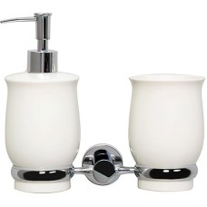 Дозатор для жидкого мыла WasserKRAFT K-24289 со стаканом для зубных щеток Хром Белый