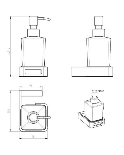 Дозатор для жидкого мыла Boheme Q 10957-GM Сталь