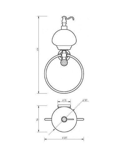 Дозатор для жидкого мыла с кольцом для полотенец Migliore Cristalia 16769 Бронза с кристаллом Swarovski