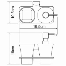 Дозатор для жидкого мыла WasserKRAFT Leine K-5089 со стаканом для зубных щеток Хром