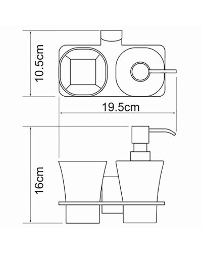 Дозатор для жидкого мыла WasserKRAFT Leine K-5089 со стаканом для зубных щеток Хром