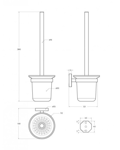 Ёршик для унитаза, подвесной, стекло CEZARES RELAX-TBS-V-BORO