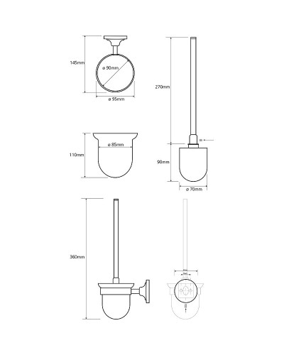 Ершик для унитаза Bemeta Retro Gold and Сhrom 144213018 Золото Хром
