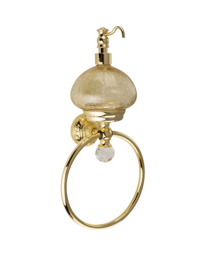 Дозатор для жидкого мыла с кольцом для полотенец Migliore Cristalia 16832 Золото с кристаллом Swarovski