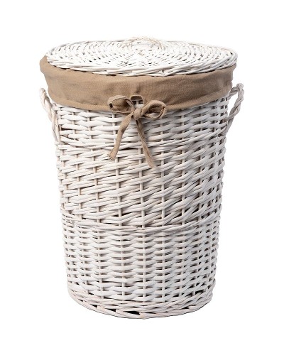 Корзина для белья WasserKRAFT Aller WB-106-L с крышкой Белая