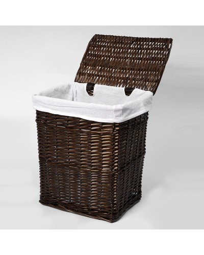 Корзина для белья WasserKRAFT Isar WB-130-M с крышкой Темно-коричневая