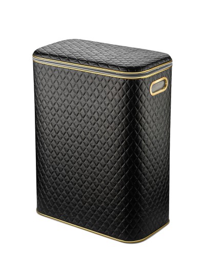 Корзина для белья Geralis CBG-B Ромб темная, кант золото, стандартная