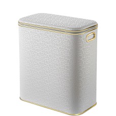Корзина для белья Geralis FWG-М FLOWER белая, кант золото малая