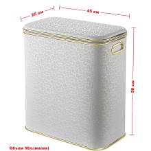 Корзина для белья Geralis FWG-М FLOWER белая, кант золото малая