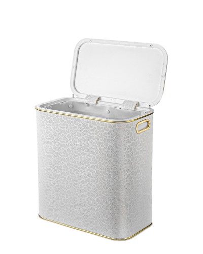 Корзина для белья Geralis FWG-М FLOWER белая, кант золото малая