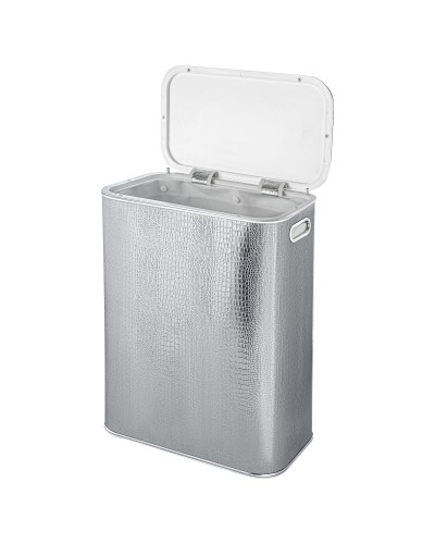 Корзина для белья Geralis KHH-B CROCO серебро, кант хром, стандартная