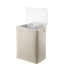 Корзина для белья Geralis KLG-S CROCO бежевая, кант золото, большая