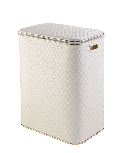 Корзина для белья Geralis CLG-S Ромб светлый, кант золото, большая